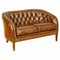 Hand Dyed Whiskey Brown Leather Two Seater Sofa, Image 1