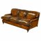 Feather Filled Leather Sofa in the Manner of Howard & Sons 1