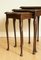 Hardwood Nest of Tables with Queen Anne Style Legs and Brown Embossed Leather Top 6