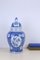 Porcelain Hand Painted Blue White Vase with Lid, Image 1
