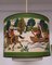 German Vintage Ceiling Lamp with Painted Fabric Screen, 1970s, Image 2