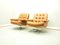 Mid-Century Leather Sofa Armchairs and Ottoman, 1960s Set of 4 16
