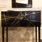 2-Door Cabinet in Polished Black Marquetry and Brass by Ginger Brown 3