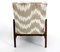 Mid-Century Wood and Patterned Beige & White Fabric Armchairs, Italy, Set of 2, Image 5