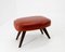 Stool in Teak and Red Leather, Denmark, 1960s 3