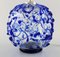 Runde Vintage Tischlampe aus blauem Glas von Holmegaard 4
