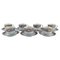 Royal Copenhagen Gray Magnolia Coffee Cups with Saucers in Porcelain, Set of 14 1