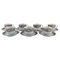 Royal Copenhagen Gray Magnolia Coffee Cups with Saucers in Porcelain, Set of 14, Image 1