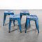 French Bright Blue Tolix Metal Cafe Dining Stools, 1950s, Set of 4, Image 3