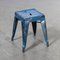 French Bright Blue Tolix Metal Cafe Dining Stools, 1950s, Set of 4, Image 1