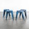 French Bright Blue Tolix Metal Cafe Dining Stools, 1950s, Set of 4 10