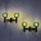 Swedish Brass and Green Glass Wall Lamps, 1960s, Set of 2 3