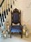 Large Victorian Carved Oak Throne Armchair 2