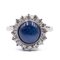 Vintage 18k Gold Ring with Cabochon Sapphire and Diamonds, 1960s 1