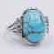 Vintage 14k White Gold Ring with Turquoise and Diamonds 3