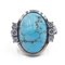 Vintage 14k White Gold Ring with Turquoise and Diamonds, Image 1
