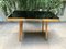 Mid-Century Coffee Table in Maple Wood with Black Glass Top 2
