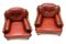 Red Leather & Bamboo Club Chairs, 1960s, Set of 2 4