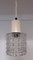 Deckenlampe mit klarem Relief Pressglas Schirm, cremefarbener Kunststoff Halterung und schwarzem Kunststoff Baldachin, 1970er 2