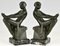 Art Deco Bookends with Reading Nudes by Max Le Verrier, France, 1930s, Set of 2 3