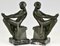 Art Deco Bookends with Reading Nudes by Max Le Verrier, France, 1930s, Set of 2, Image 3