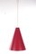 Red Point Hanging Lamp with Glass, 1960s 1