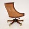 Antique William IV Style Wood & Leather Swivel Desk Chair, Image 9