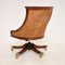Antique William IV Style Wood & Leather Swivel Desk Chair 10