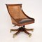 Antique William IV Style Wood & Leather Swivel Desk Chair 3