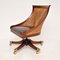 Antique William IV Style Wood & Leather Swivel Desk Chair, Image 1