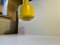 Lámpara colgante industrial Mid-Century esmaltada en amarillo de Lyfa, años 60, Imagen 8
