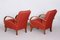 Red Art Deco Beech Armchairs, 1930s 8