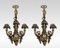 French Louis XIV Style Gilt Bronze 3-Arm Wall Sconces, Set of 2 1