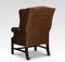 Brown Leather Upholstered Wingback Armchair 4