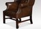 Brown Leather Upholstered Wingback Armchair 6