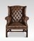 Brown Leather Upholstered Wingback Armchair 7