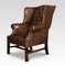 Brown Leather Upholstered Wingback Armchair 5