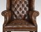 Brown Leather Upholstered Wingback Armchair 3