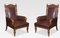 Oak Leather Upholstered Library Armchairs, Set of 2 1