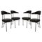 Contemporary Black Lacquered Iron Leatherette Chairs, Italy, 1980, Set of 4 1
