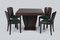 French Art Deco Green Leather & Macassar Chairs, Set of 6 7