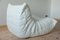 Vintage White Leather Togo Lounge Chair & Pouf by Michel Ducaroy for Ligne Roset, 1990s, Set of 2 6