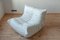 Vintage White Leather Togo Lounge Chair & Pouf by Michel Ducaroy for Ligne Roset, 1990s, Set of 2 4