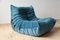 Vintage Ocean Blue Velvet Togo Lounge Chair by Michel Ducaroy for Ligne Roset, Image 9