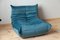 Vintage Ocean Blue Velvet Togo Lounge Chair by Michel Ducaroy for Ligne Roset, Image 1