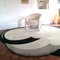 Large Vintage American Deco Revival Curved Wool Rug with Carved Swirl Details and Edge, 1980s 3