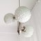 Large Mid-Century White Opaline Bubble Glass and Nickel 3-Light Chandelier 6