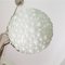 Large Mid-Century White Opaline Bubble Glass and Nickel 3-Light Chandelier 8