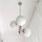 Large Mid-Century White Opaline Bubble Glass and Nickel 3-Light Chandelier 2
