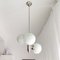 Lampadario Mid-Century a tre luci in vetro opalino bianco e nichel, Immagine 1